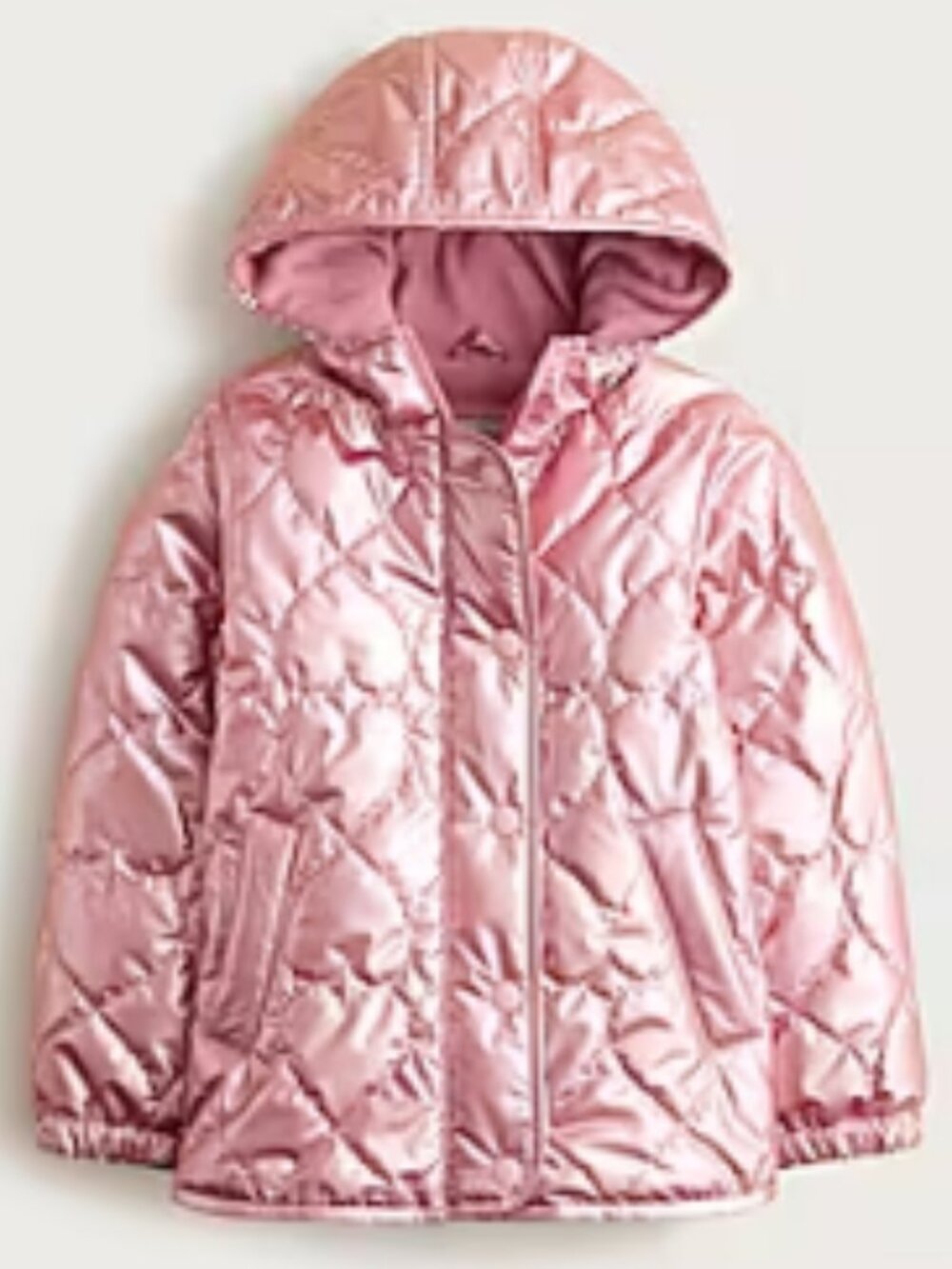 J. Crew Girls Quilted Pippa Rose Gold Heart Metallic Jacket XXS 2 3 NWT NEW